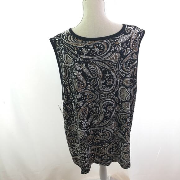 Liz Claiborne Career Grommet Tank Black Paisley XL - Picture 8 of 13
